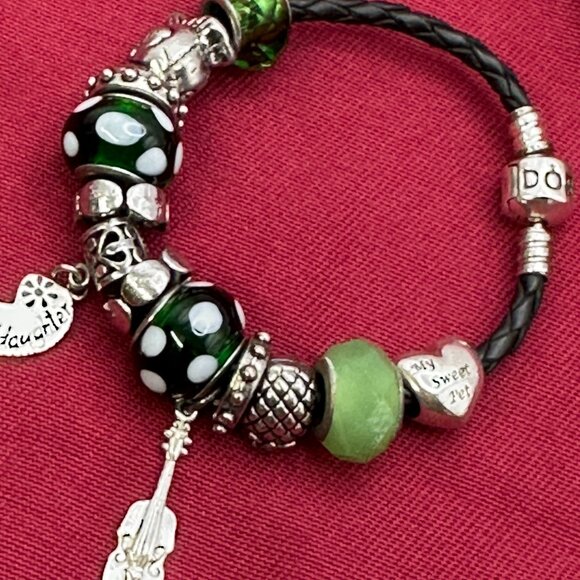 Pandora Bracelet w/13 Charms, Including One Authentic Pandora Charm and 12 unbra - Picture 12 of 15
